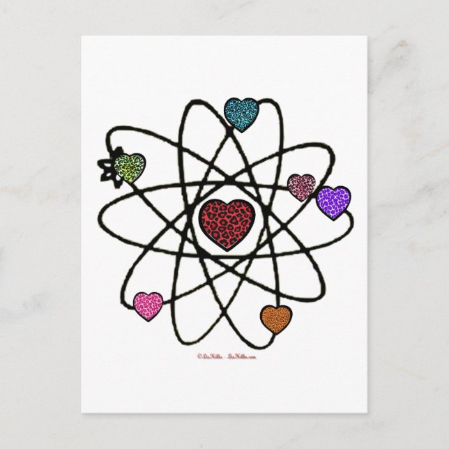 AtomValentine Leopard Print Hearts Helg Vykort (Framsida)