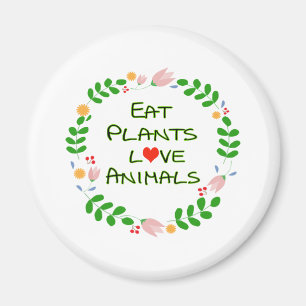 Ätplantor från kärlek djur av vegan vita magnet