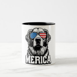 atriotic Golden Retriever Två-Tonad Mugg