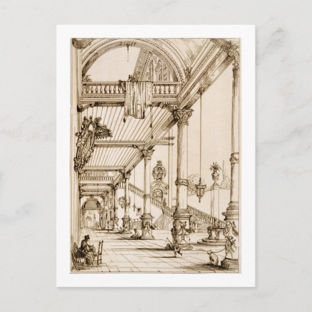 Atrium of a Palace, in Genes, from 'Art and Indust Vykort (Framsida)