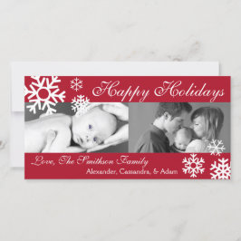 Åtskillig snöflingorjul Photocard (Burgundy) Julkort