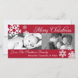 Åtskillig snöflingorjul Photocard (Burgundy) Julkort