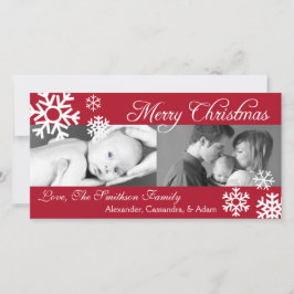 Åtskillig snöflingorjul Photocard (Burgundy) Julkort