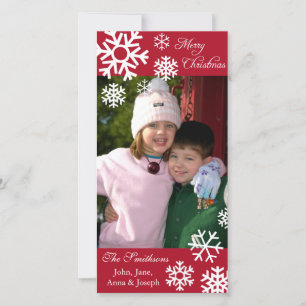 Åtskillig snöflingorjul Photocard (Burgundy) Julkort