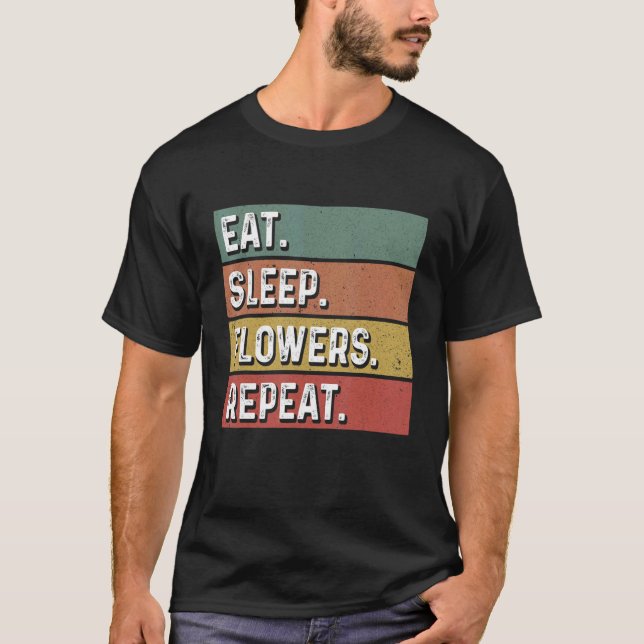 Ätsomningsblommor Upprepa botaniska plantor från t Shirt (Framsida)