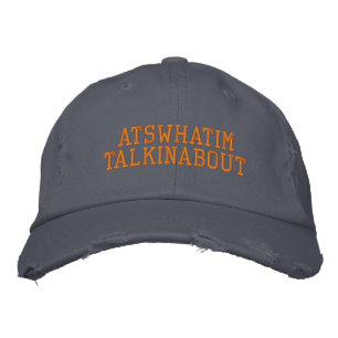 ATSWHATIMTALKINOM Blue and Orange Chino Hat Broderad Keps
