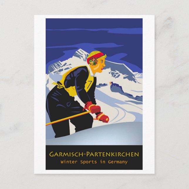 Att åka skidor i Garmisch-Partenkirchen, Tyskland Vykort (Framsida)