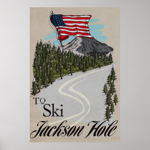 Att åka skidor i Jackson Hole Poster