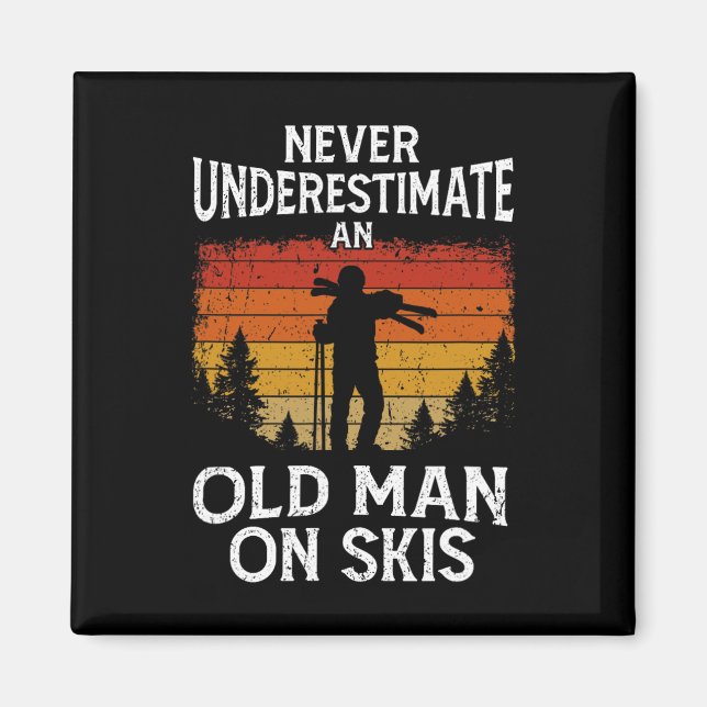 Att aldrig underskatta en gammal man på skis magnet (Framsidan)
