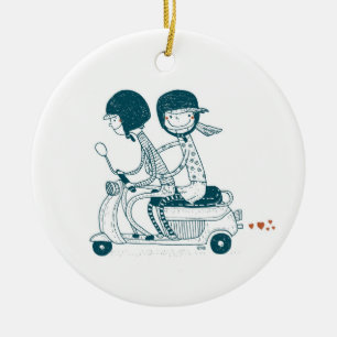 Att älska kopplar ihop på Vespa med den Julgransprydnad Keramik