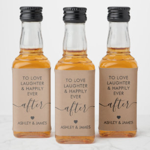 Att älska skratt och lyckliga för evigt bröllop spritflaskor etikett