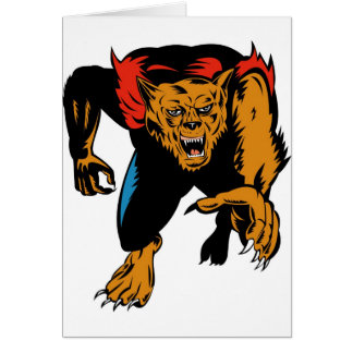 att anfalla för werewolf eller för wolfman beklär hälsningskort