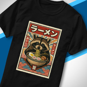 Att äta Ramen Retro Japansk Stil Konst Söt Tvättbj T Shirt