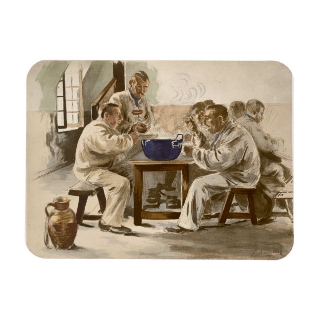 Att äta Soppa vid baracker, från "L'Estampe Moder" Magnet (Horisontell)