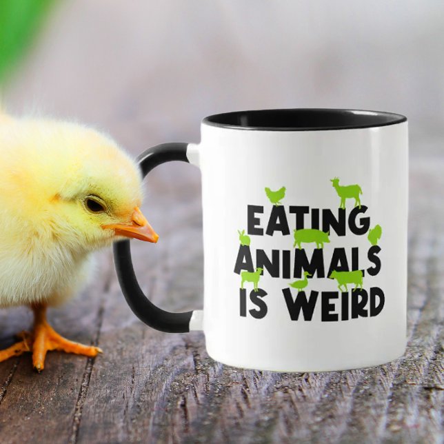 Att äta upp djur är Konstig, Vegan Activism Mugg (Skapare uppladdad)
