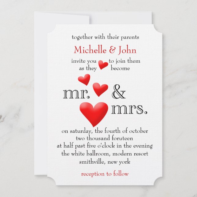 Att att vara Herr & Fru som gifta sig inbjudan (Framsida)