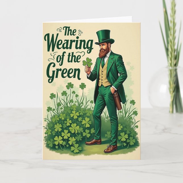 Att bära grönt Lucky St Patricks-kort Kort (Framsida)