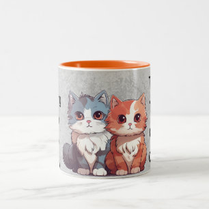 att bara titta på mina katter kan göra mig lycklig Två-Tonad mugg