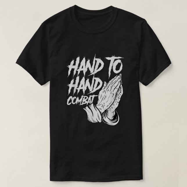 Att be Händer Christian Hand att hantera kampen T Shirt (Design framsida)