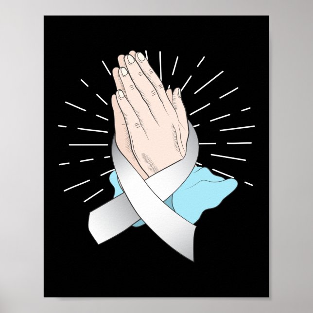 Att be Händer om kännedom om Ribbon Lung Cancer Poster (Framsidan)