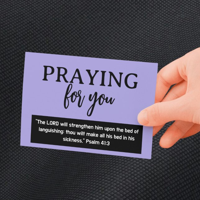 Att be om din Psalm kommer snart Vykort (Praying For You Psalm Get Well Soon Purple Postcard)