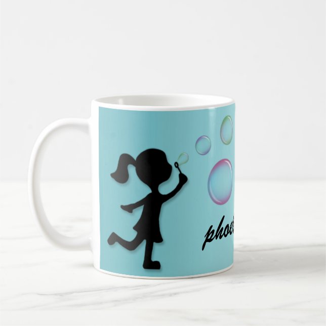Att blåsa bubblar - Aquablåttpersonlig mugg (Vänster)