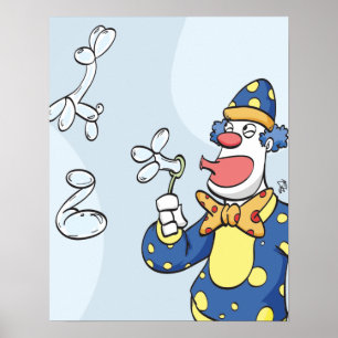 Att blåsa för clown bubblar poster