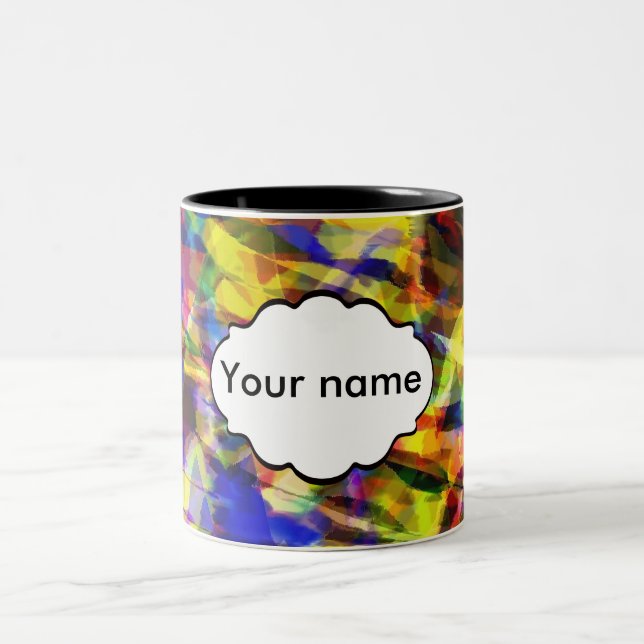 Att blekna formar färgrik abstrakt design Två-Tonad mugg (Center)