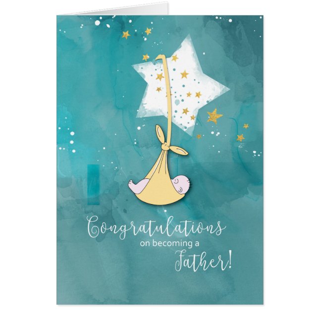 Att bli Far, Grattisar, Baby i stjärnor Hälsningskort (Framsidan)