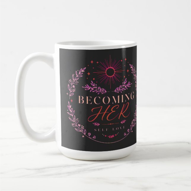 Att Bli Henne – Boho Självkärlek Blommig Cirkulär  Kaffemugg (Vänster)