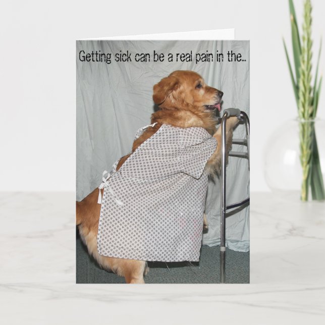 Att bli sjuk är en smärtsam Golden Get well Kort (Framsida)