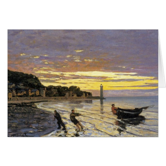 Att bogsera en båt, Honfleur Hälsningskort (Framsidan Horizontal)