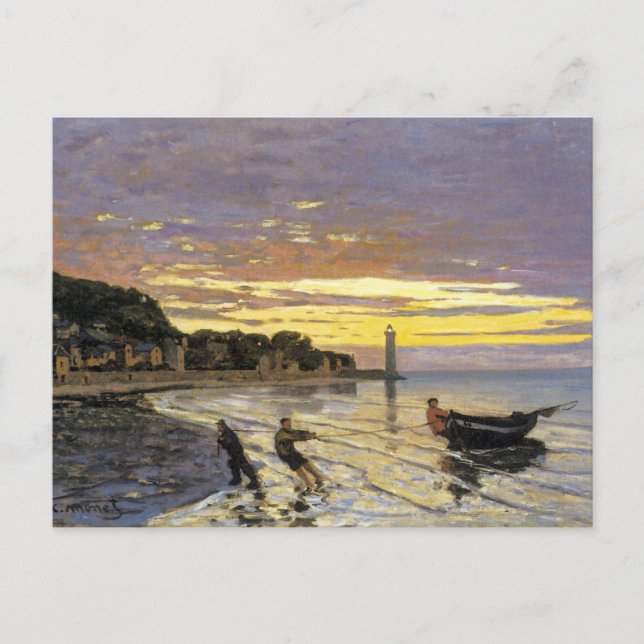 Att bogsera en båt, Honfleur Vykort (Framsida)
