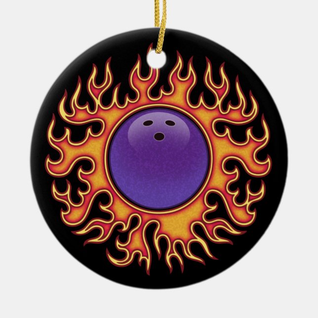 Att bowla Boll-nolla-Avfyrar Julgransprydnad Keramik (Framsidan)