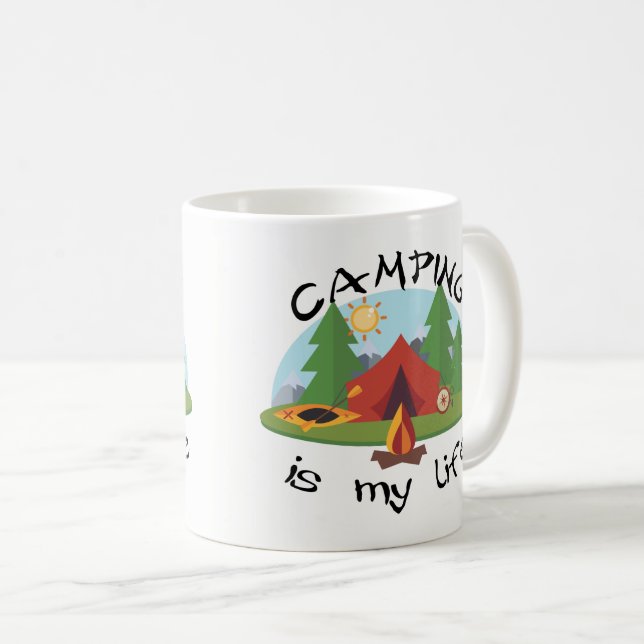 Att campa är min livtält och skog kaffemugg (Framsida höger)