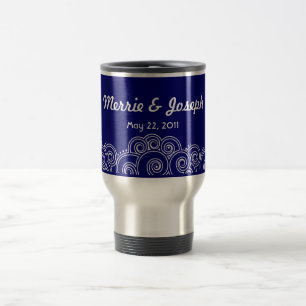 Att charma för vit virvlar runt travel mug resemugg