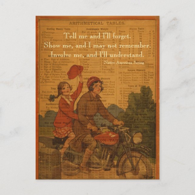 Att cykla tillbaka till skolan vykort (Framsida)