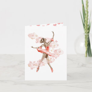 Att dansa ballerina med fjäril. kort