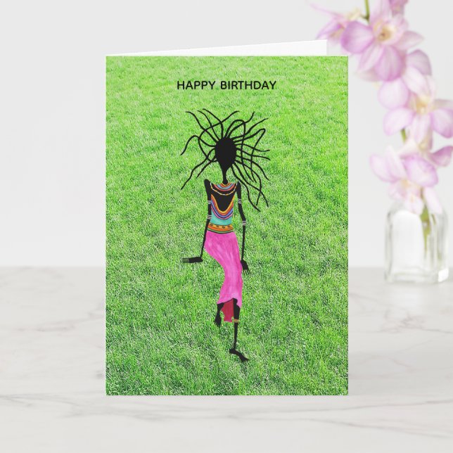 Att dansa på grönten Grass Birthday Card Kort (Orkide)