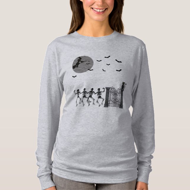 Att dansa Skeletons på natten T Shirt (Framsida)
