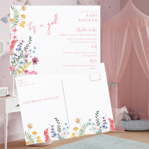 Att dansa Wildblommors Rosa Det är en flicka Baby Vykort