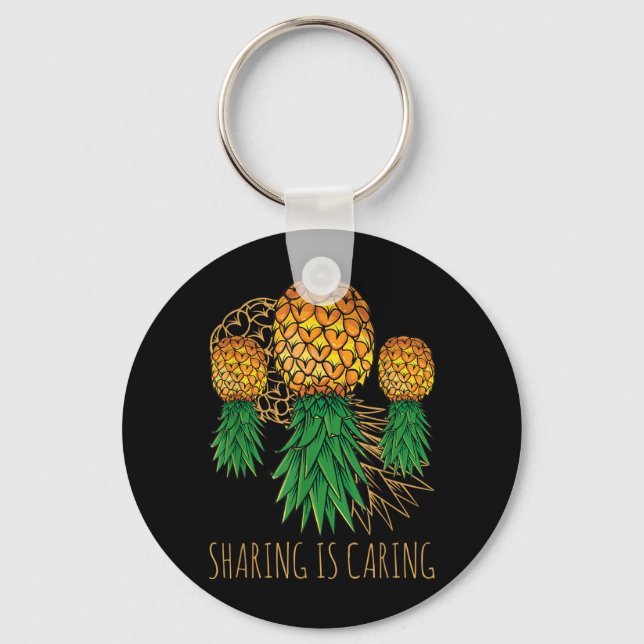 Att dela är att bry sig Ananas Hawaii Frukt Sommar Nyckelring (Framsida)