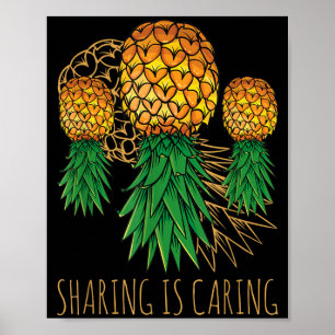 Att Dela Är Att Bry Sig Ananas Hawaii Frukt Sommar Poster