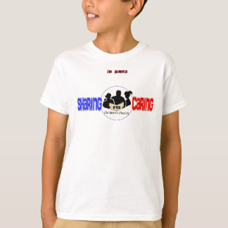Att dela att bry sig kyrkliga barn tee shirt
