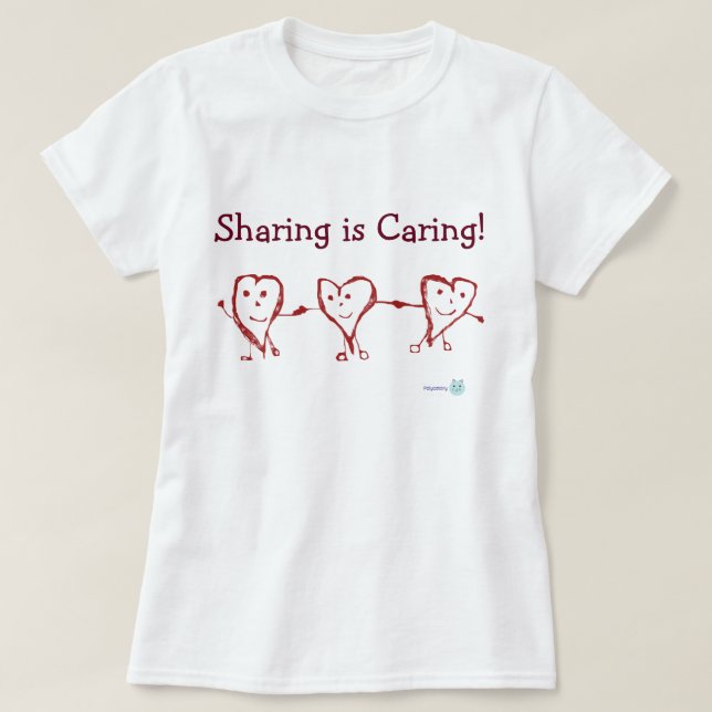 Att dela att bry sig! Polyamory T-tröja T-shirt (Design framsida)