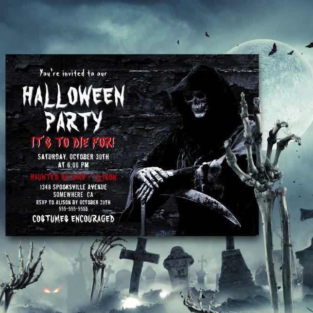 Att dö för skam från grimreglaget Halloween fest Inbjudningar (Skapare uppladdad)