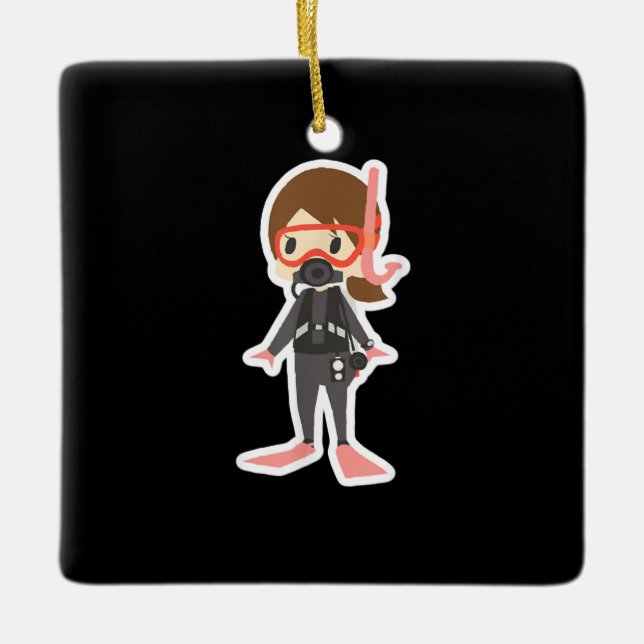 Att dö i Kärlek Snorkelsche simmande flickbarn Julgransprydnad Keramik (Framsida)