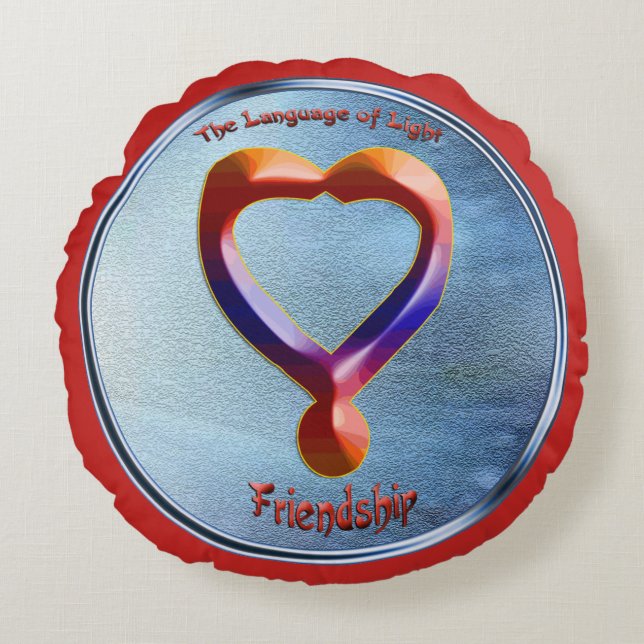 Att doppa på symbolen för Vänskap Rund Kudde (Framsidan)