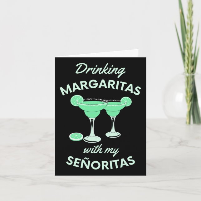 Att dricka Margaritas med mina Senoritas Cinco De  Kort (Framsida)