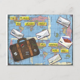 Att drömma av reser - blandat massmediakonstverk vykort